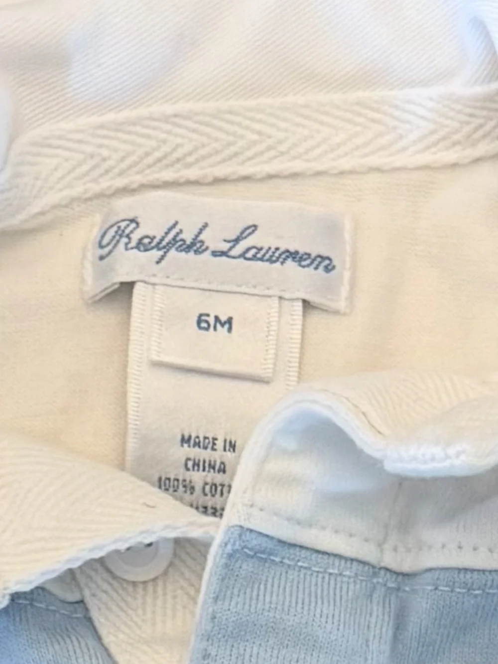 Ralph Lauren Infant Polo in White with Light Blue Trim